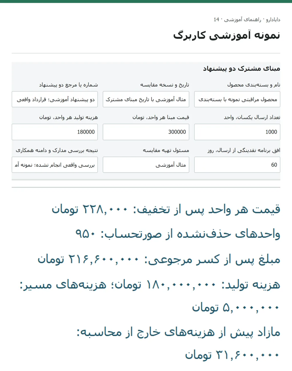 نمای واقعی کاربرگ دو پیشنهاد با۹۵۰ و۹۰۰واحد صورتحساب، مازاد۳۱٫۶میلیون و کسری۱۲٫۵میلیون تومان